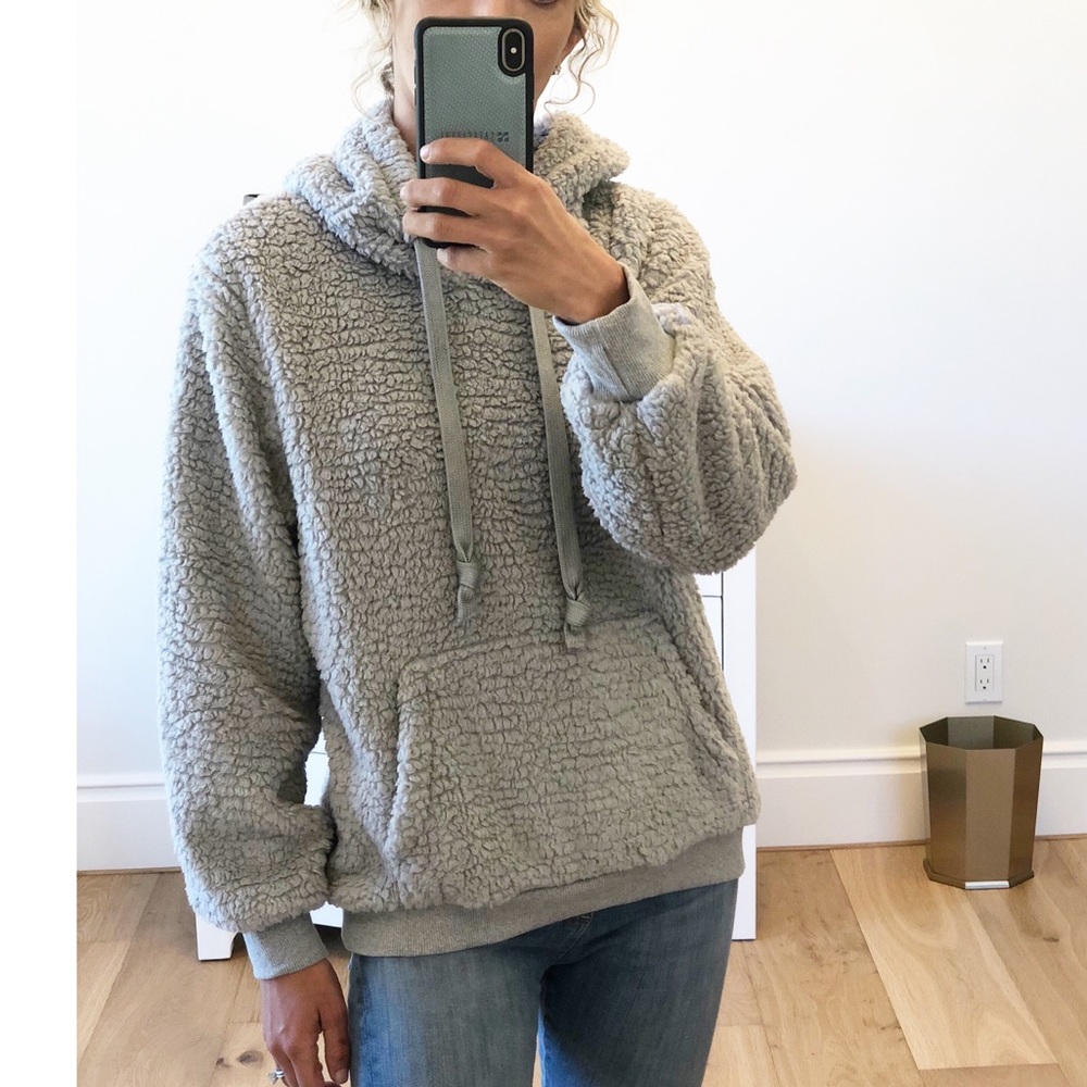 TAOS Gray Sherpa Pullover Hoodie - Picture 6 of 8